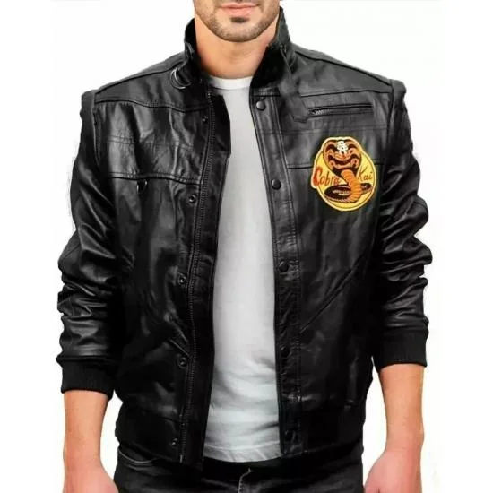 Cobra Kai Alpha Black Leather Jacket | Iconic Cobra Kai Bomber for Men & Women